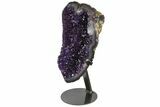 Amethyst Geode Section With Metal Stand - Uruguay #152212-1